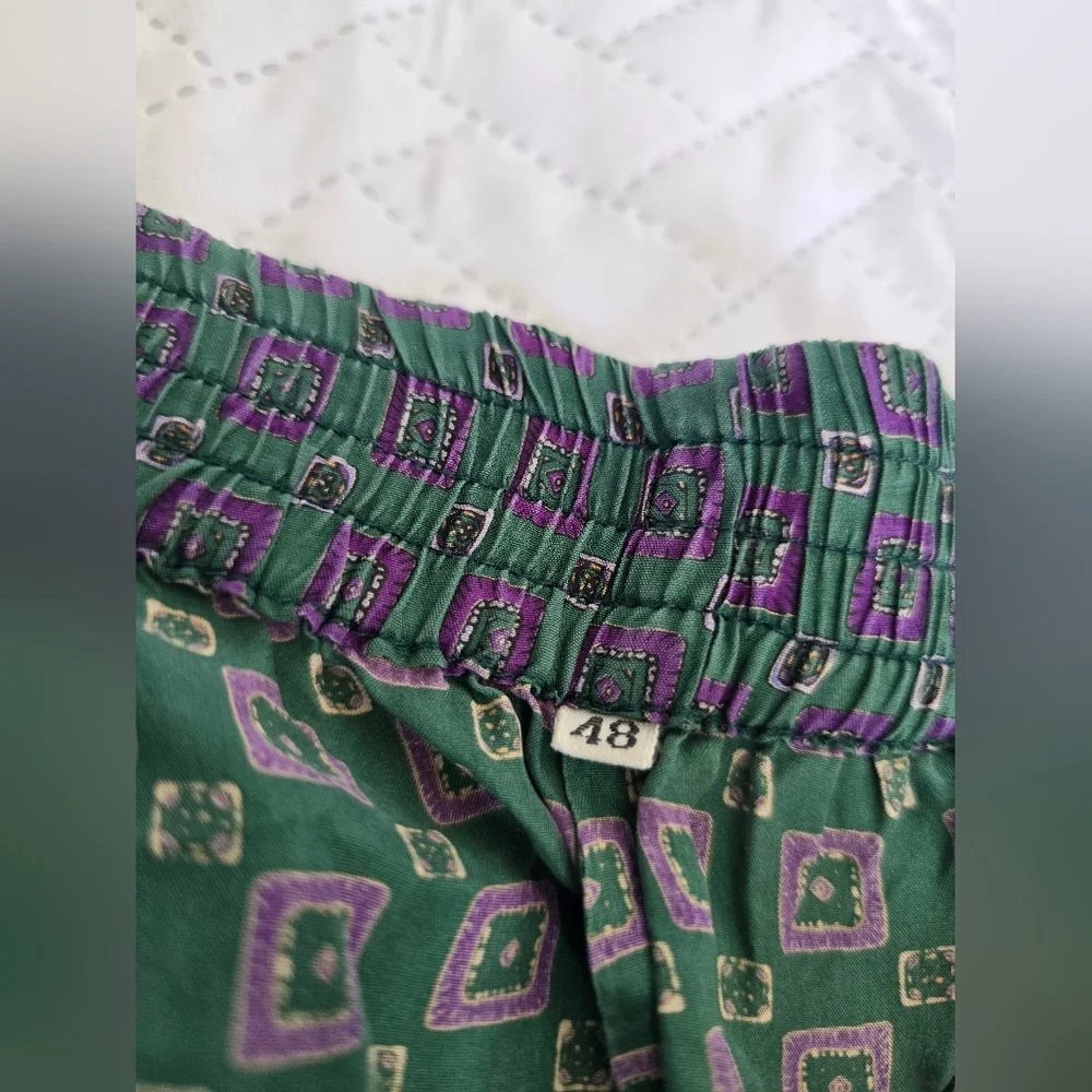 Vintage 90s Italian Silk Patterned Pajama Pants